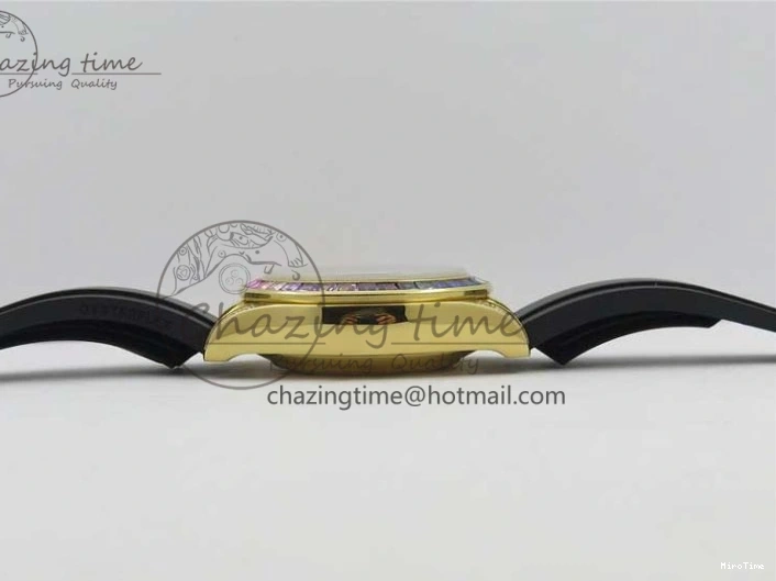 MiroTime 0124 Daytona 116589RBOW YG Rainbow Crystal BLF Best Edition Black Dial on Rubber Strap A EasyMatch 3238